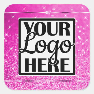 Glamourous Girly Pink Glitzy Glitter Sparkle Stars Square Sticker