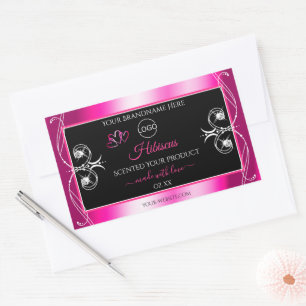 Glamourous Girly Pink Product Labels Black and Log