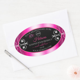Glamourous Girly Pink Product Labels Black and Log