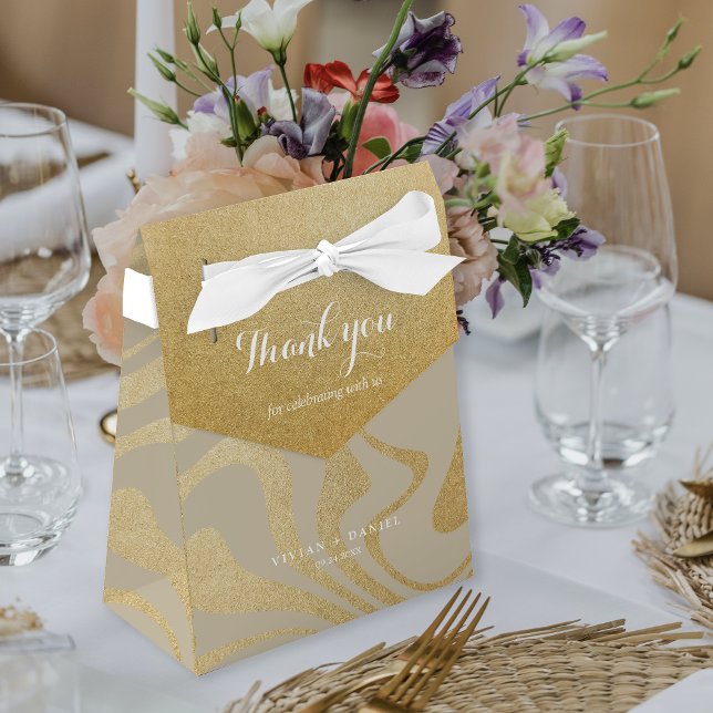 Glamourous Glitter Gold Thank You Wedding  Favour Box (Creator Uploaded)