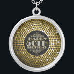 Glamourous Glitter Happy 50th Birthday Silver Plated Necklace<br><div class="desc">Glamourous faux folks and white glitter 50th birthday text circle design. If you need any help customising any of my designs,  contact ArtOnWear designer. Free text formatting with live help available by request.</div>