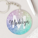 Glamourous Glitter Holograph Pretty Personalised Key Ring<br><div class="desc">Easily personalise this elegant colourful bokeh glitter pattern with your custom name and/or monogram.</div>