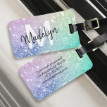 Glamourous Glitter Holograph Pretty Personalised Luggage Tag<br><div class="desc">Easily personalise this elegant colourful bokeh glitter pattern with your custom name and/or monogram.</div>
