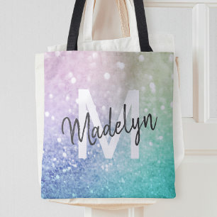 Glamourous Glitter Holograph Pretty Personalised Tote Bag