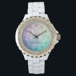 Glamourous Glitter Holograph Pretty Personalised Watch<br><div class="desc">Easily personalise this elegant colourful bokeh glitter pattern with your custom name and/or monogram.</div>