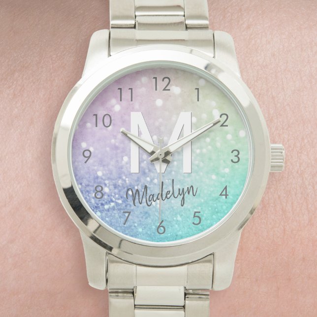 Glamourous Glitter Holograph Pretty Personalised Watch (Creator Uploaded)