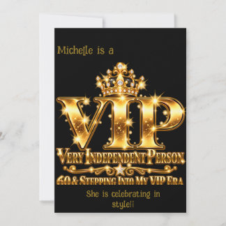 Glamourous Gold 60th Birthday VIP Era Glitter Invitation