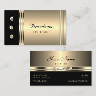 Glamourous Gold Black with Faux Rhinestones Bling Business Card