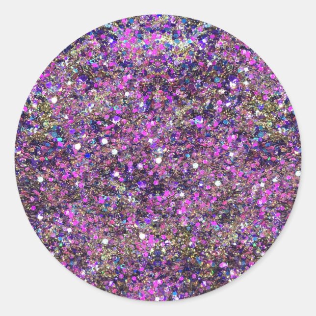 Glamourous Gold Blue Pink Glitter Blank Template Classic Round Sticker (Front)