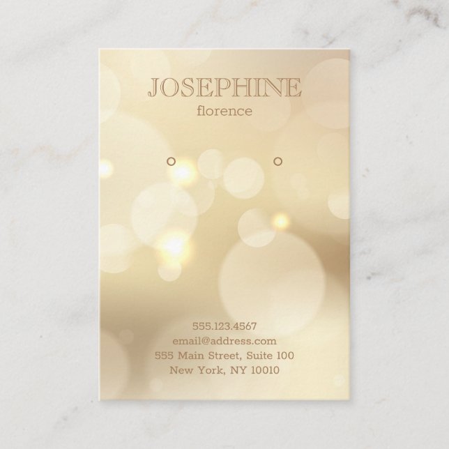 Glamourous Gold Bokeh Jewellery Earring Display Business Card (Front)