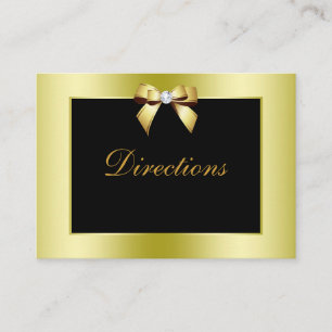 Glamourous Gold Bow & Black Wedding Enclosure Card