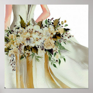Glamourous Gold, Bridal Cascading Bouquet 2, Poster