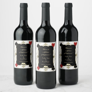 Glamourous Gold Casino Vegas Poker Wedding Wine Label