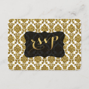 Glamourous Gold Damask Gold Foil Wedding RSVP