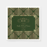 Glamourous Gold Dark Green Art Deco 1920s Wedding 