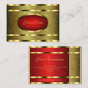 Glamourous Gold Effect Snake Pattern with Red Colo Business Card