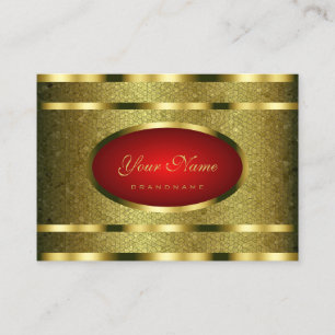 Glamourous Gold Effect Snake Pattern with Red Colo Business Card