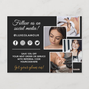 Glamourous Gold Eye Lash Brow Bar 4-Photo Marketin Postcard