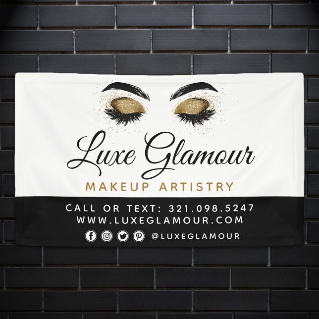 Glamourous Gold Eye Lashes Brows Beauty Bar Signag Banner (Creator Uploaded)