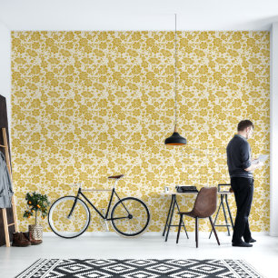 Glamourous Gold Floral Lace Wallpaper