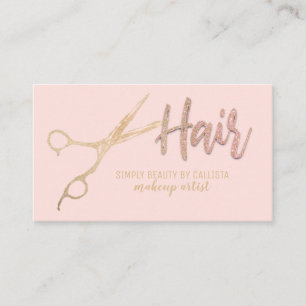 Glamourous Gold Foil Glitter Scissors Hair Stylist Business Card