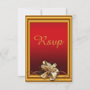 Glamourous Gold Frame & Faux Bow RSVP Card