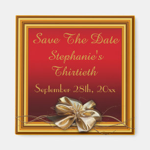 Glamourous Gold Frame & Faux Bow Thirtieth Magnet