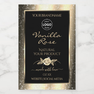 Glamourous Gold Glitter Black Product Labels Logo