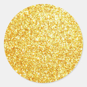 Glamourous Gold Glitter Blank Template Classic Round Sticker