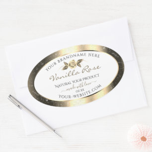 Glamourous Gold Glitter Floral White Product Label
