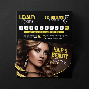 Glamourous Gold Glitter Hair Stylist Beauty Salon Loyalty Card
