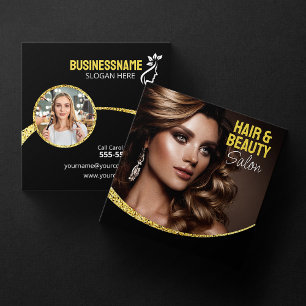 Glamourous Gold Glitter Hair Stylist Beauty Salon Square Business Card