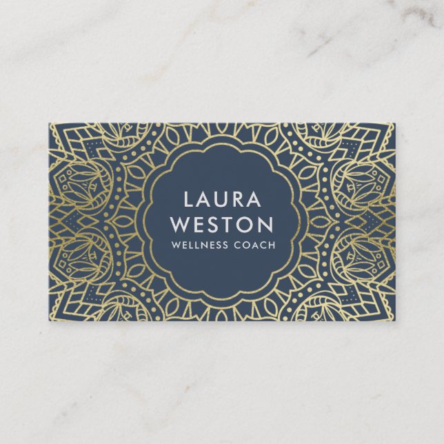 Glamourous Gold Glitter Look Wellness Business Car Card (Front)
