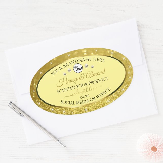 Glamourous Gold Glitter Product Label Logo Diamond (Envelope)