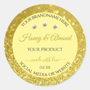 Glamourous Gold Glitter Product Labels Rhinestones