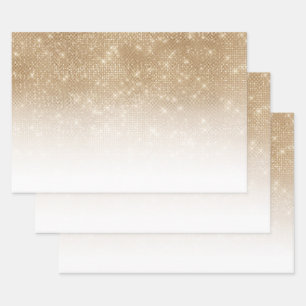 Glamourous Gold Glitter Sequin Ombre Gradient Wrapping Paper Sheet