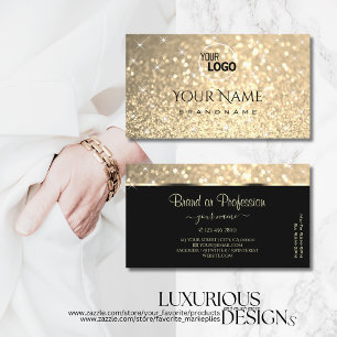 Glamourous Gold Glitter Stars Logo and Opening Hou Business Card