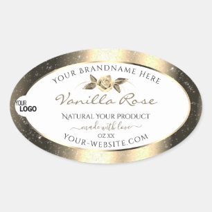 Glamourous Gold Glitter White Product Labels Logo