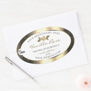 Glamourous Gold Glitter White Product Labels Logo