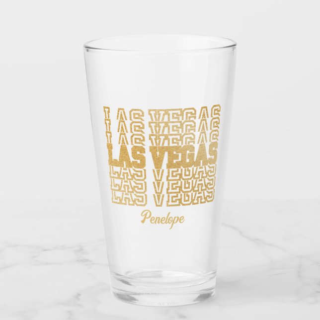 Glamourous Gold Las Vegas Bachelorette Party Gift Glass (Front)