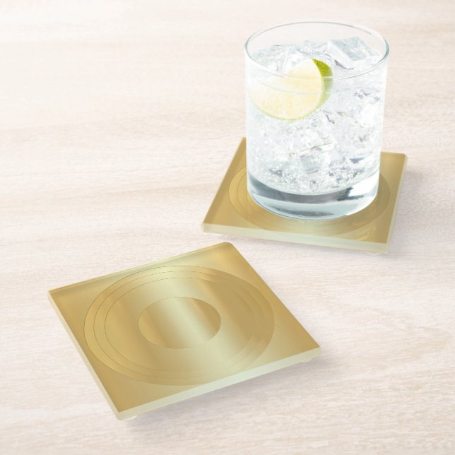 Glamourous Gold Look Blank Template Custom Elegant Glass Coaster (Angled)