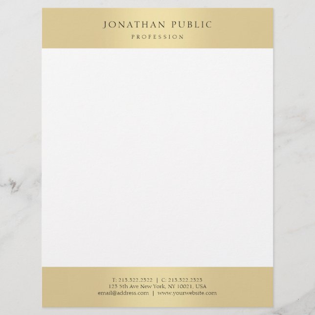 Glamourous Gold Look Elegant Template Modern Trend Custom Letterhead (Front)