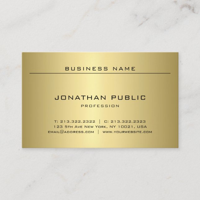 Glamourous Gold Look Modern Elegant Minimalist Business Card (Front)