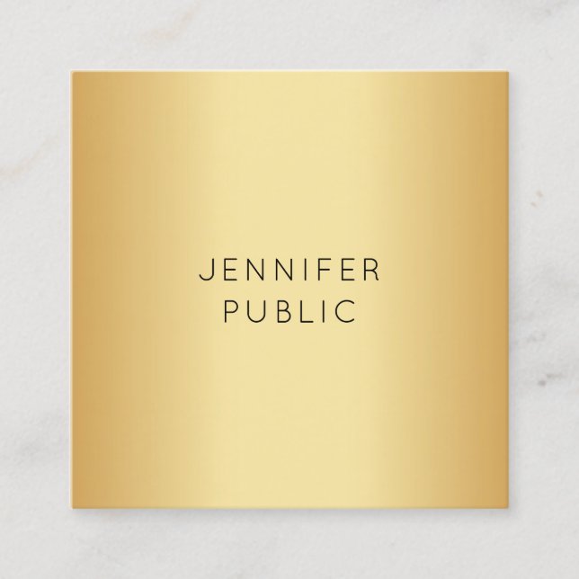 Glamourous Gold Look Modern Elegant Minimalist Square Business Card (Front)