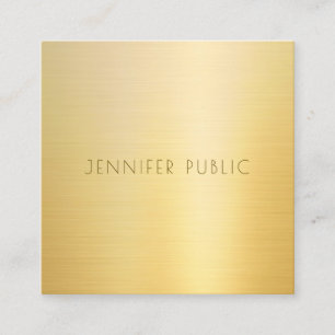 Glamourous Gold Look Modern Minimalist Template Square Business Card