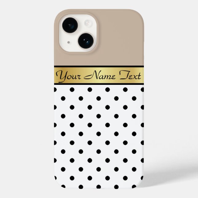 Glamourous Gold Name Champagne's & White Black Dot Case-Mate iPhone Case (Back)