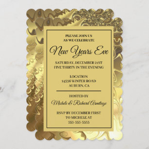 Glamourous Gold New Years Invitation