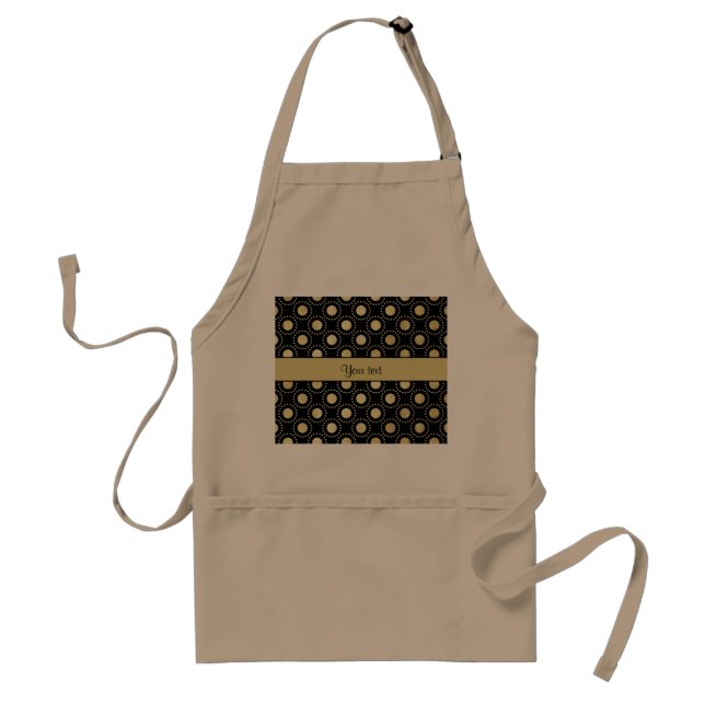 Glamourous Gold Polka Dots Black Standard Apron (Front)