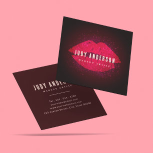 Glamourous Gold Rose Lips Makeup Artist Square Business Card