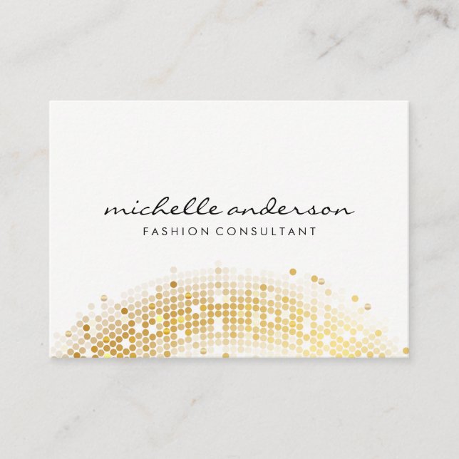 Glamourous Gold Sequin White Grey Business Card (Front)